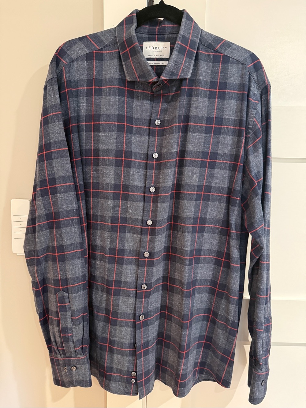 Ledbury Reserve Collection Men’s XL 18 Classic Fit Plaid Button Down Shirt